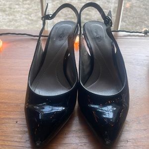 East 5th Slingback Black Point Heels Office 7.5
